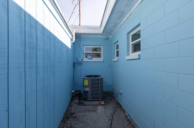 view of property exterior featuring central AC