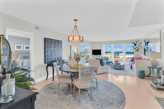 dining area with light hardwood / wood-style flooring