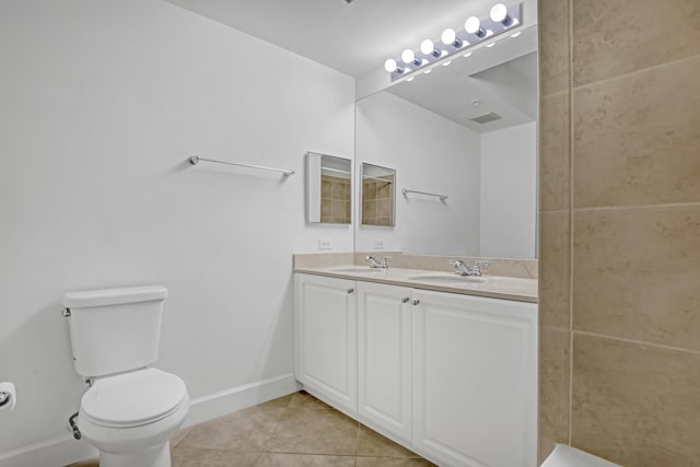 bathroom with tile patterned floors, toilet, and vanity