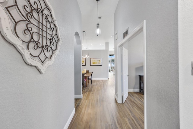 corridor featuring wood-type flooring