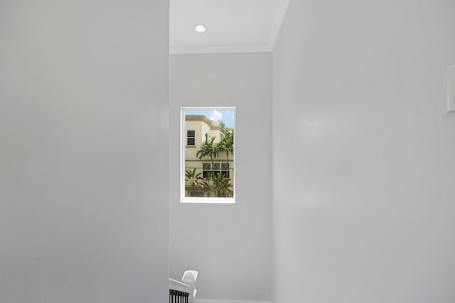 laundry area featuring ornamental molding