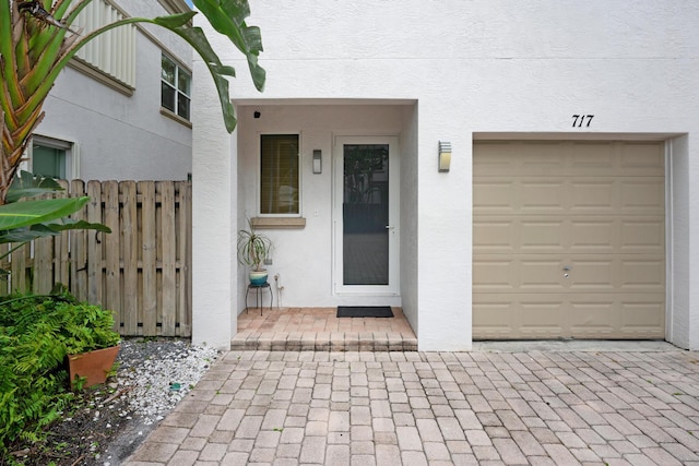 entrance to property with a garage