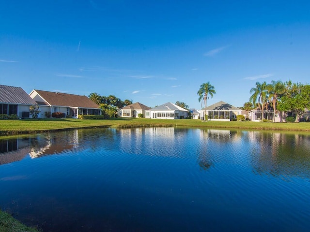 view of water feature with a residential view