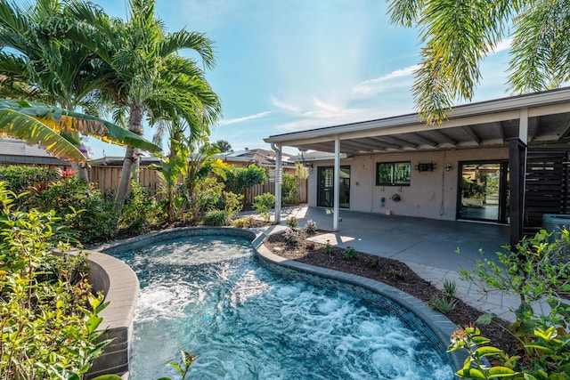 view of swimming pool featuring a patio