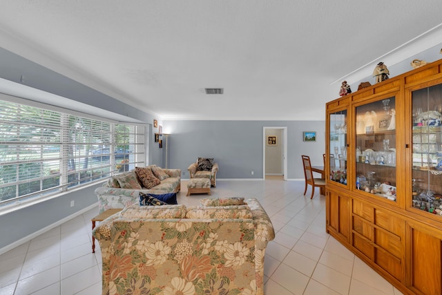 view of tiled living room