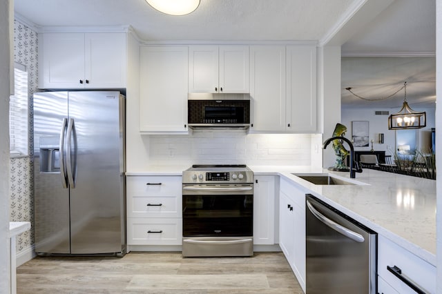 kitchen with white cabinetry, stainless steel appliances, and sink