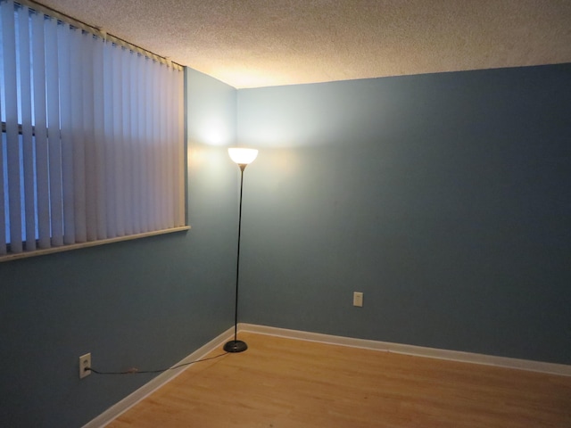 empty room featuring wood-type flooring and a textured ceiling