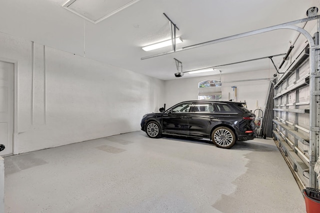 garage with a garage door opener