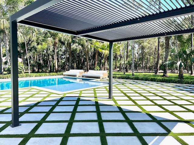 pool with a patio