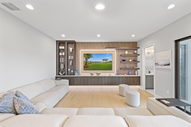 living room featuring light wood-type flooring