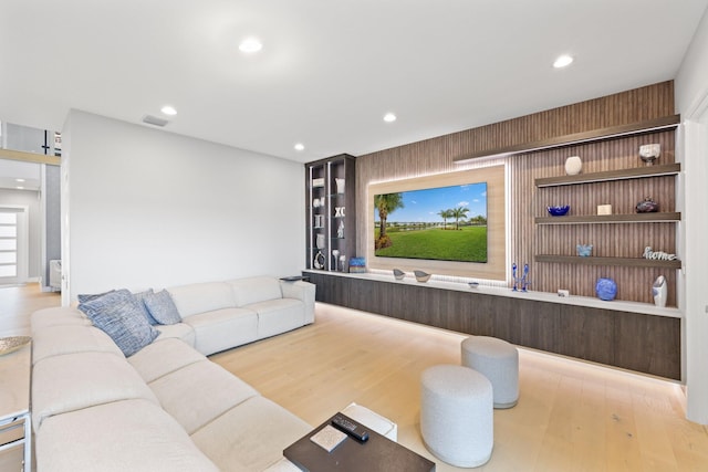 living room with light hardwood / wood-style floors