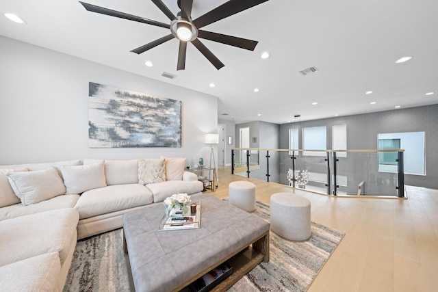 living room featuring light hardwood / wood-style floors