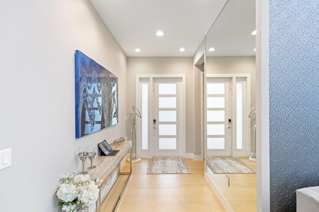 foyer entrance featuring light hardwood / wood-style floors