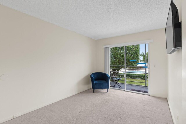 unfurnished room with a textured ceiling and carpet