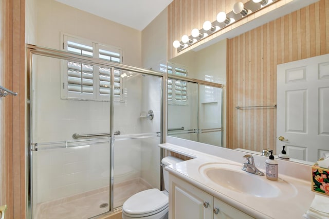 bathroom with vanity, plus walk in shower, tile patterned flooring, and a wealth of natural light