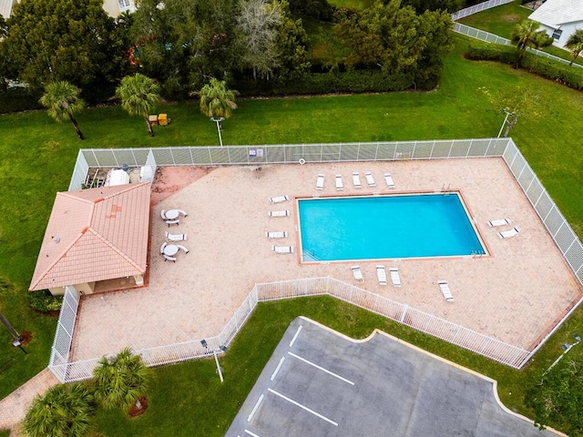 view of swimming pool with a patio area