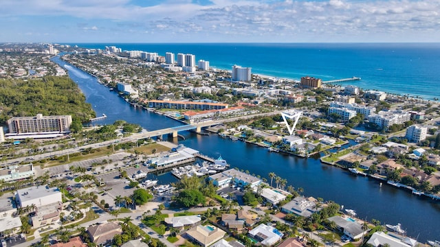 bird's eye view featuring a water view