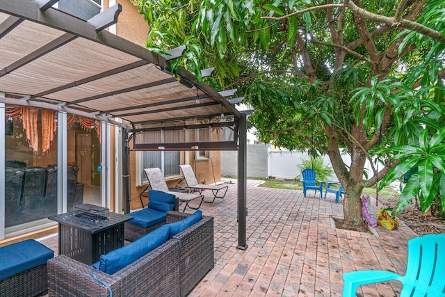 view of patio / terrace featuring a pergola