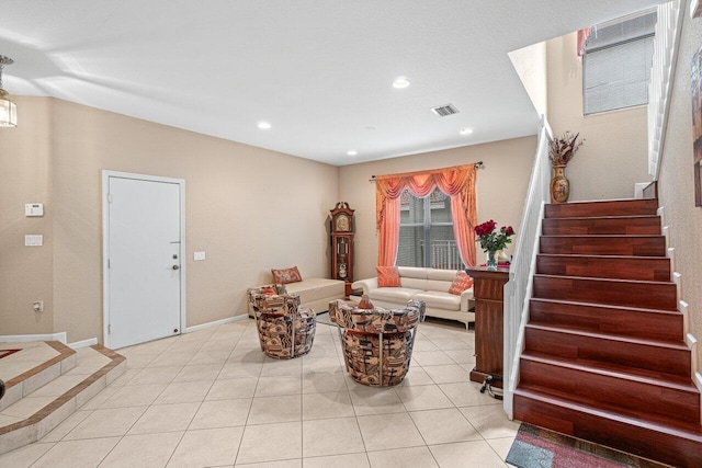 view of tiled living room