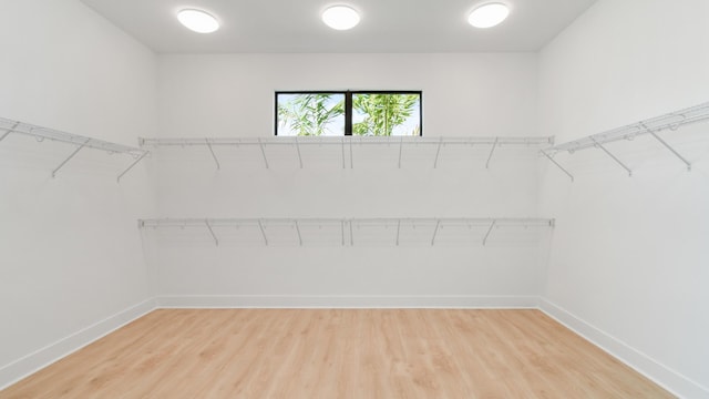 walk in closet featuring hardwood / wood-style flooring