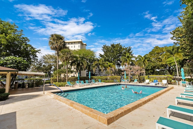 view of pool featuring a patio area