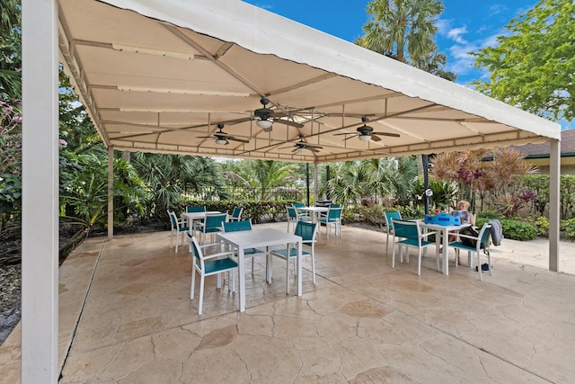 view of patio with ceiling fan