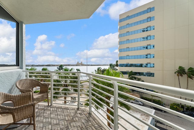 balcony with a water view