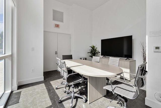 office with tile patterned floors