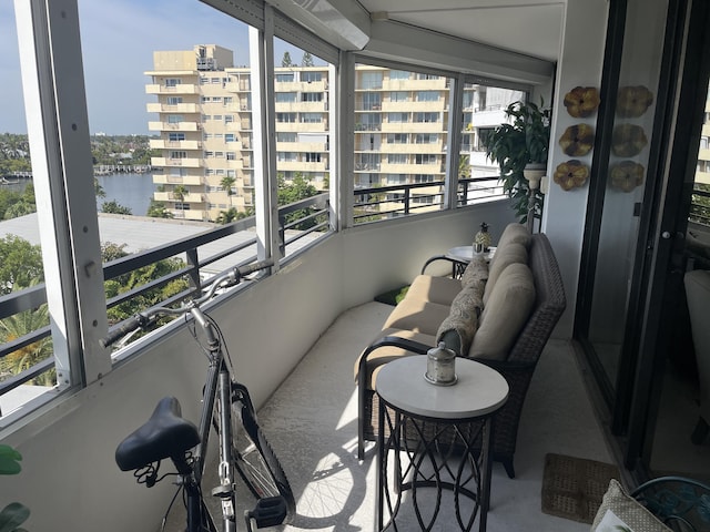 balcony with a water view