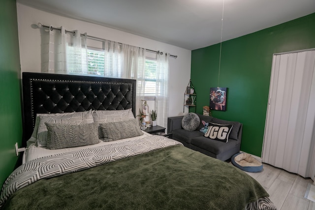 bedroom featuring light hardwood / wood-style flooring