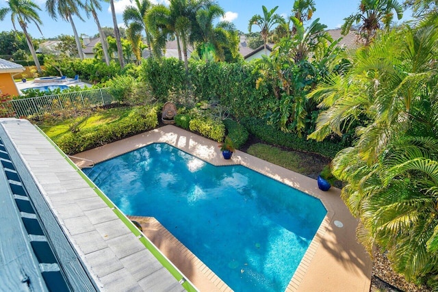 view of swimming pool with a patio area