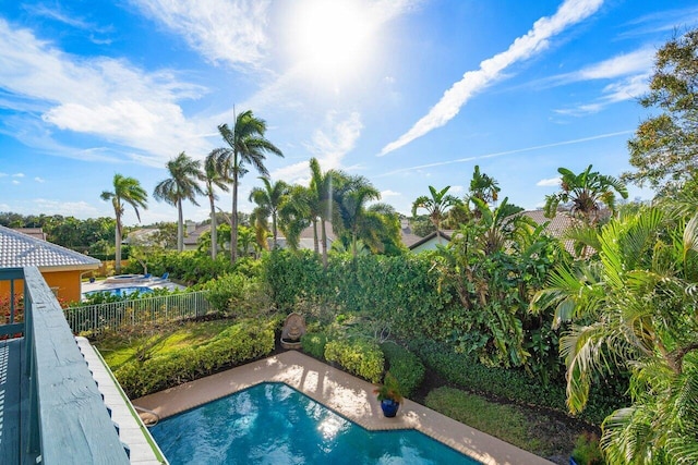 view of swimming pool featuring a patio area