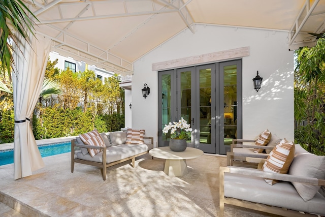 view of patio / terrace featuring an outdoor hangout area and french doors