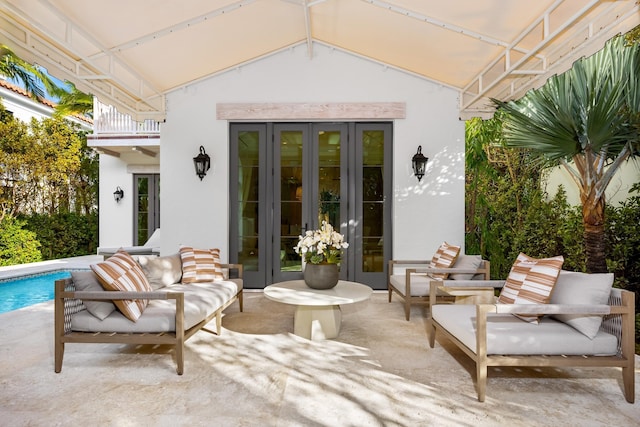 view of patio featuring french doors