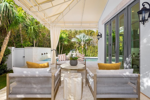 view of patio featuring a gazebo