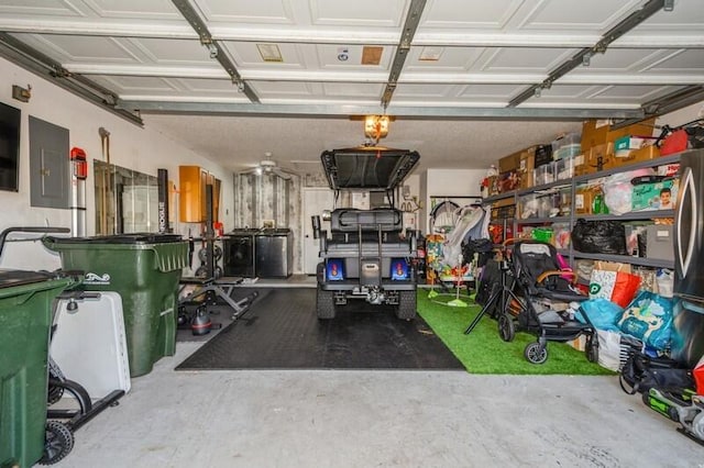 garage with electric panel