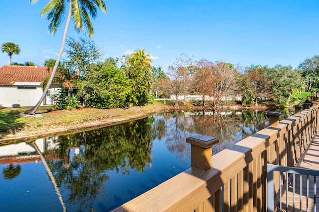 view of dock featuring a water view