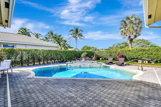 view of pool featuring a patio