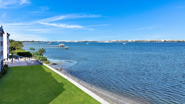property view of water featuring a view of the beach