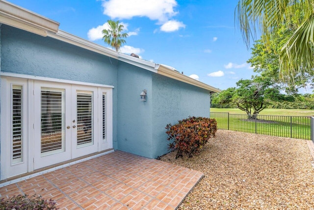 exterior space with french doors