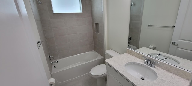 full bathroom with toilet, tub / shower combination, and vanity