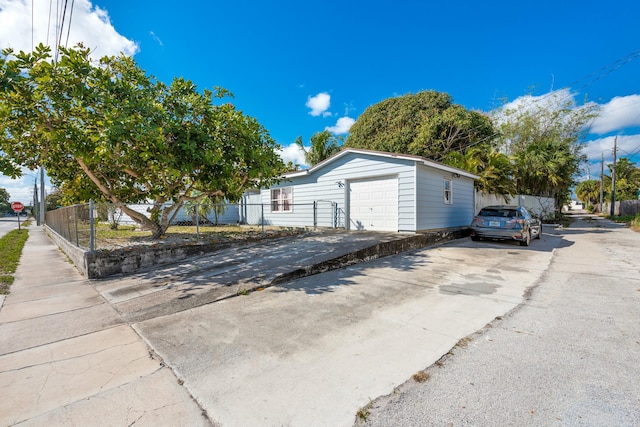 exterior space featuring a garage