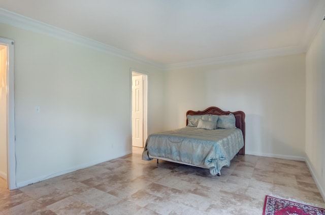 bedroom with ornamental molding