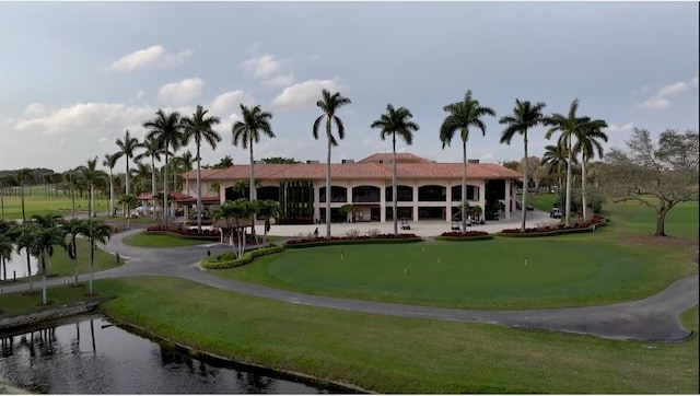 view of community featuring a water view