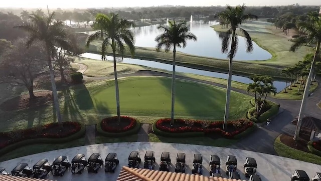 view of home's community with a water view