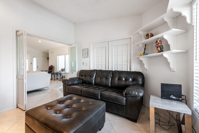 view of tiled living room