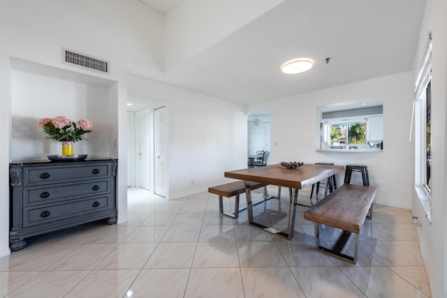 view of tiled dining area