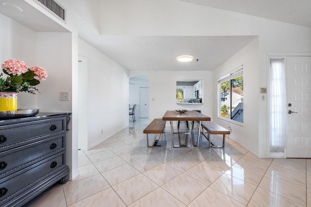 view of tiled dining space