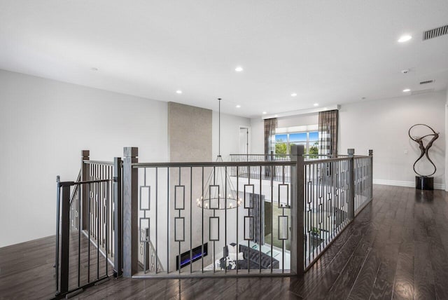 hall featuring dark hardwood / wood-style floors