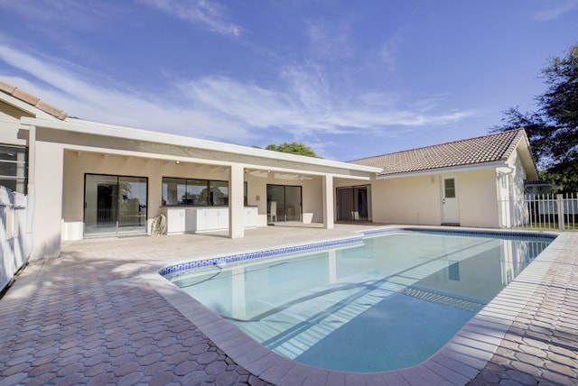 view of pool featuring a patio area